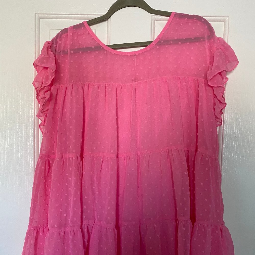 Plus Size 2xl Bright Pink Polka Dots Top
